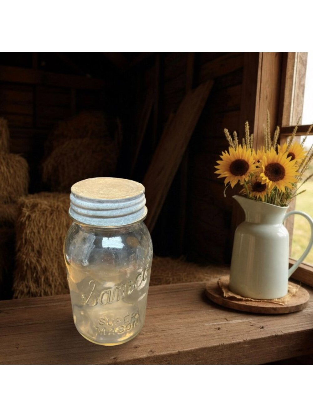 Vintage Samco Super Mason Quart Jar with Zinc Lid | Farmhouse Storage | Rustic C - Picture 4 of 4